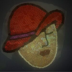 Sequin Red hatter appliqué